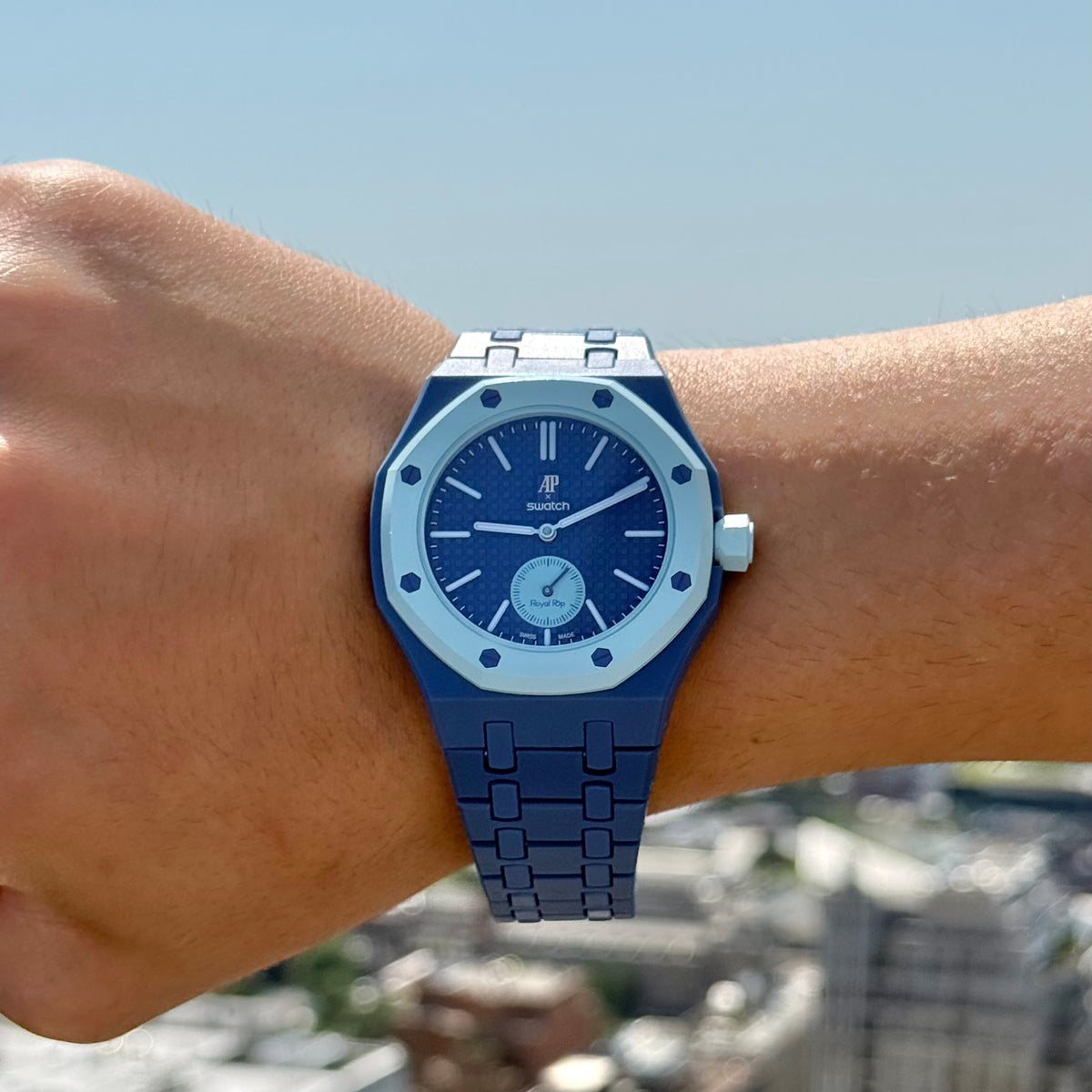 Light Blue Pop Wrist Bundle — Pocket Watch + 3 Bands + Sizing Tool