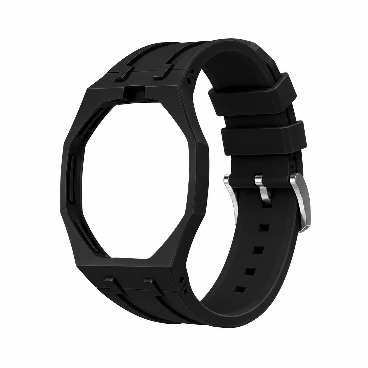 Black Sport Rubber Strap & Case — for AP × Swatch Royal Pop (Crown at 12)