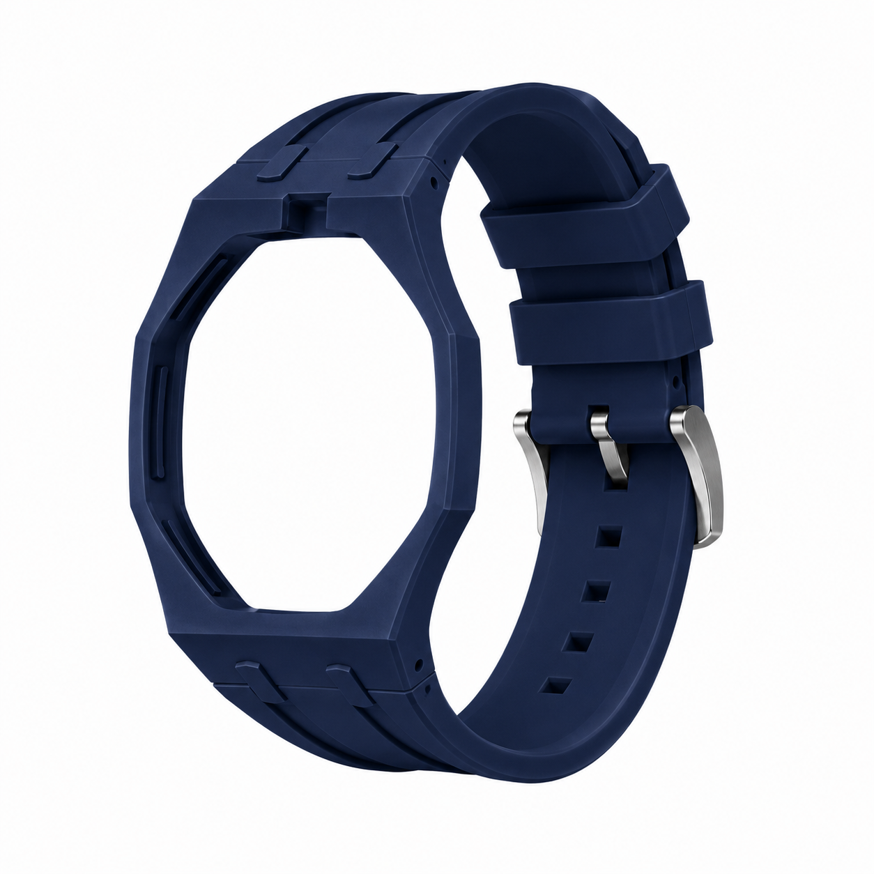 Navy Sport Rubber Strap & Case — for AP × Swatch Royal Pop (Crown at 12)