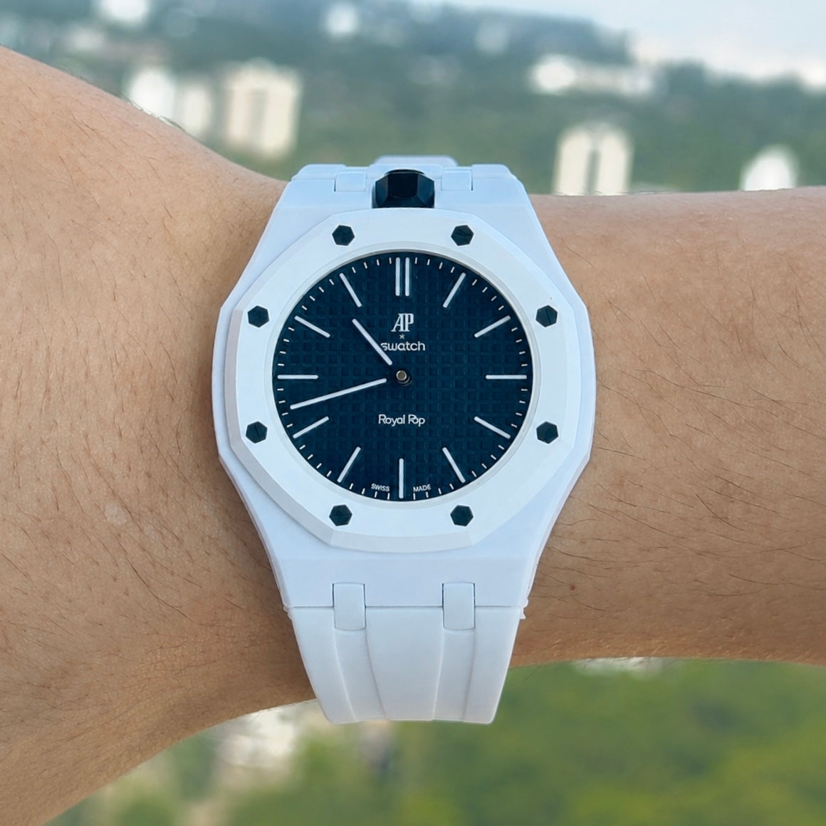 White Rubber Strap for AP x Swatch Royal Pop | PopsStrap