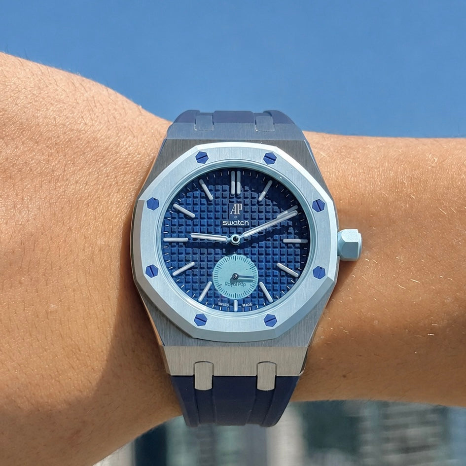 Dark Blue Steel Case & Rubber Strap — for AP × Swatch Royal Pop