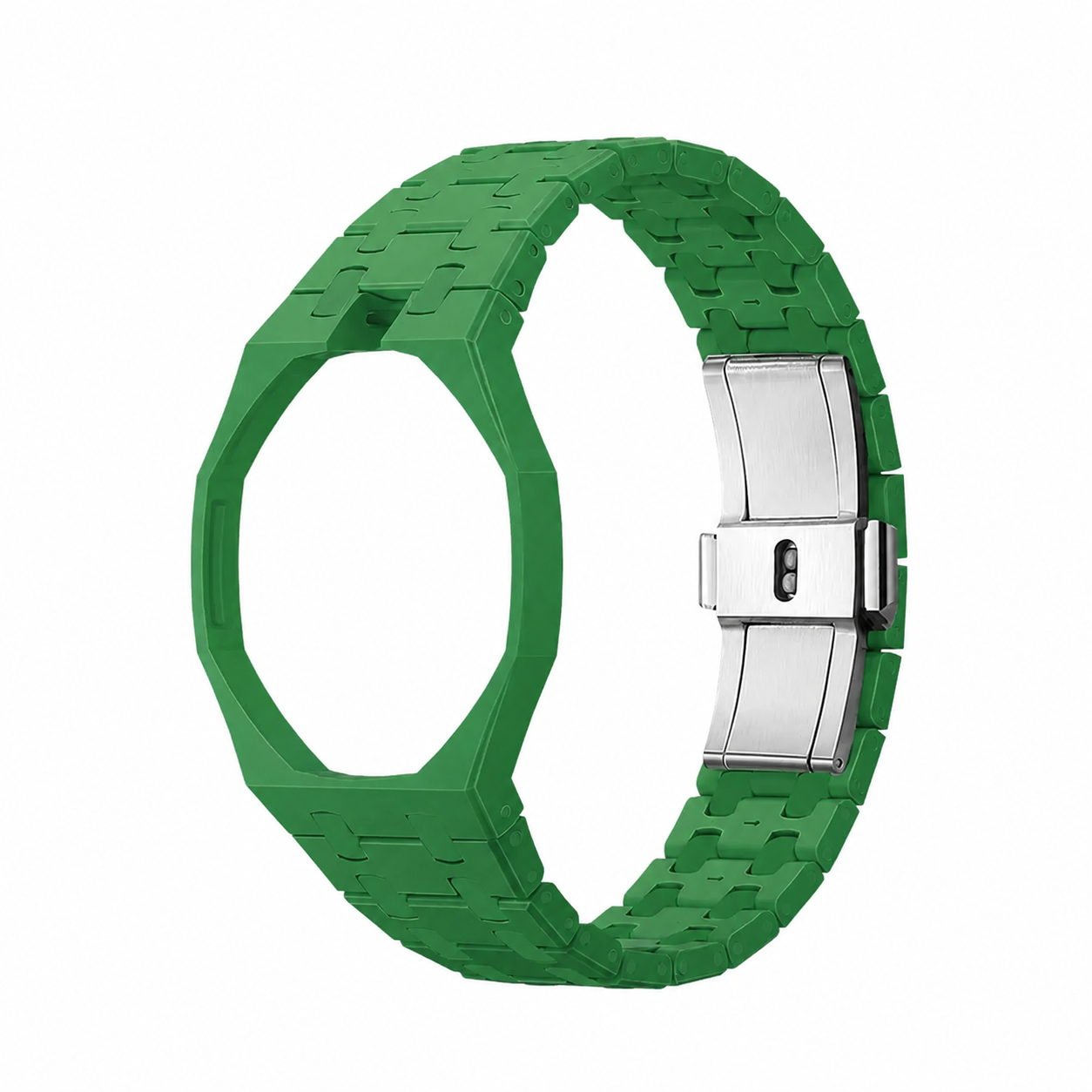Green Ceramic Link Strap & Case — for AP × Swatch Royal Pop (Crown at 12)