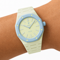 Lime Green Ceramic Link Strap & Case — for AP × Swatch Royal Pop (Crown at 12)
