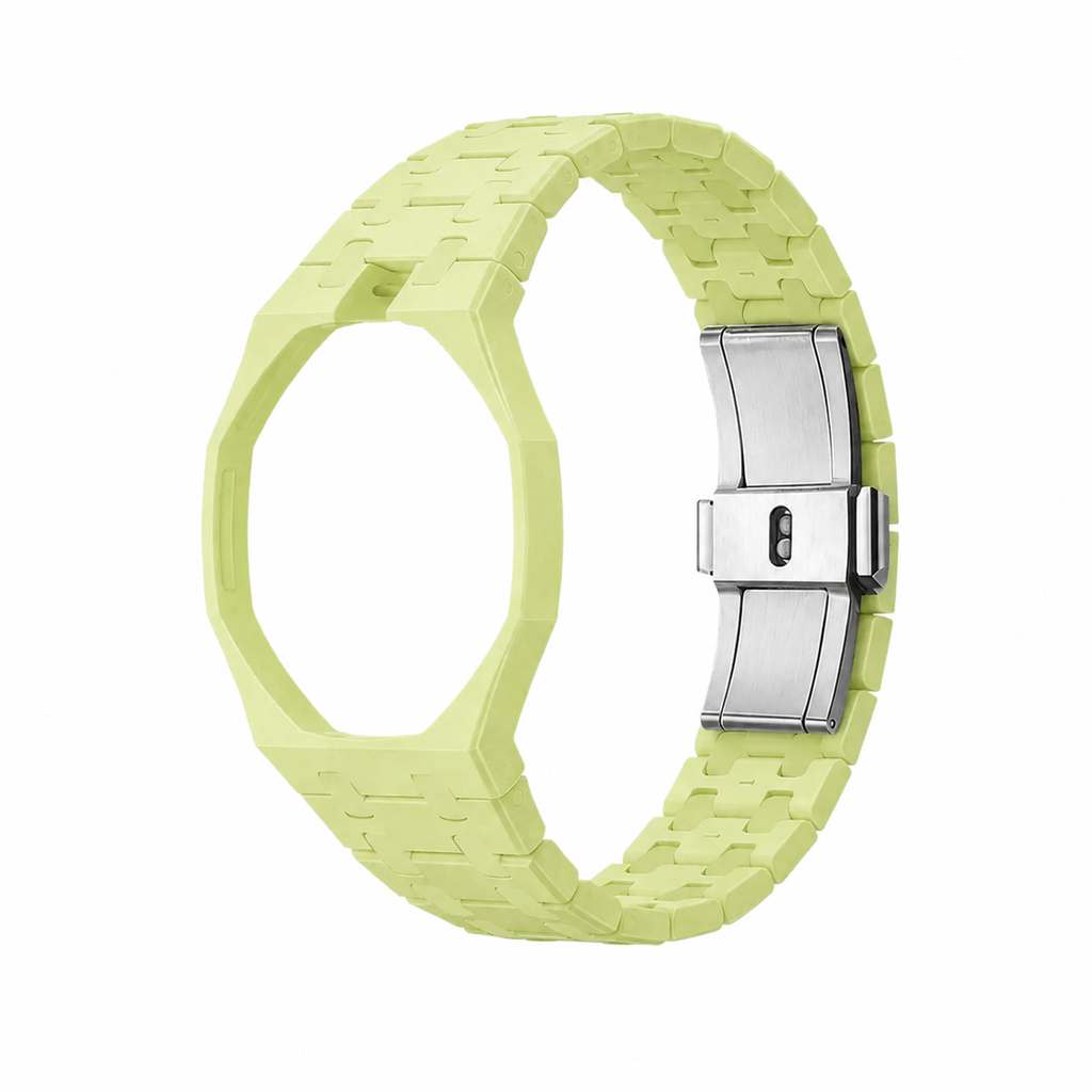 Lime Green Ceramic Link Strap & Case — for AP × Swatch Royal Pop (Crown at 12)