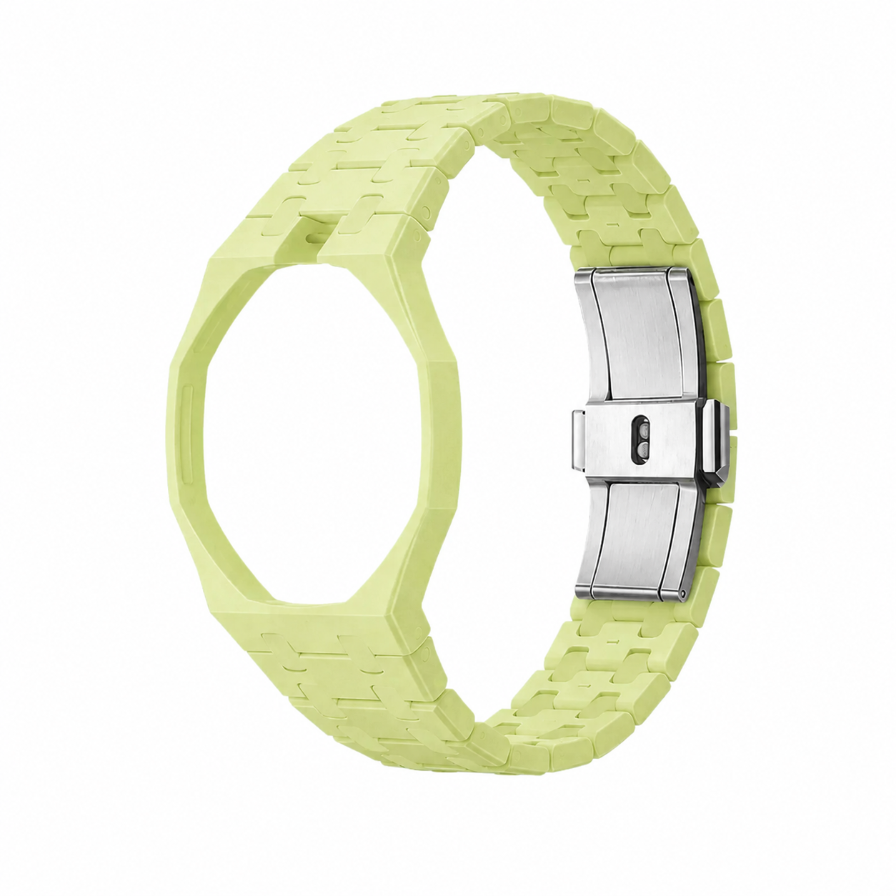 Lime Green Ceramic Link Strap & Case — for AP × Swatch Royal Pop (Crown at 12)
