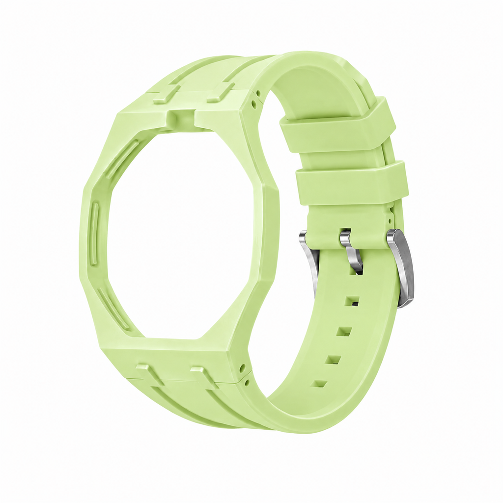 Lime Green Sport Rubber Strap & Case — for AP × Swatch Royal Pop (Crown at 12)