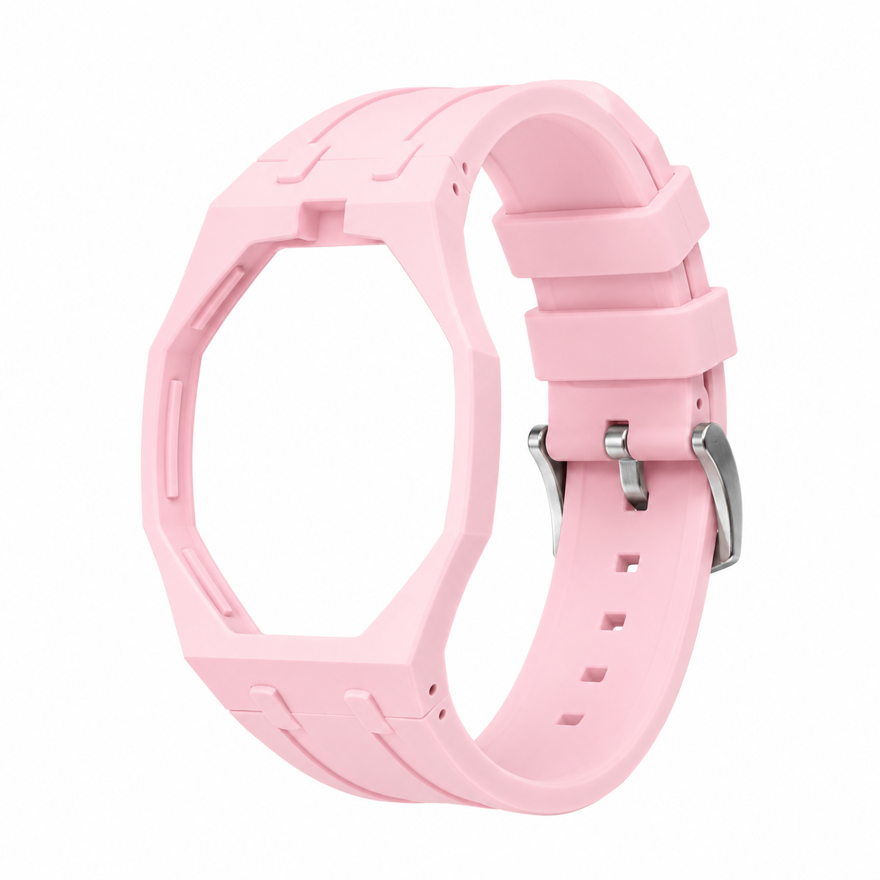 Light Pink Sport Rubber Strap & Case — for AP × Swatch Royal Pop (Crown at 12)