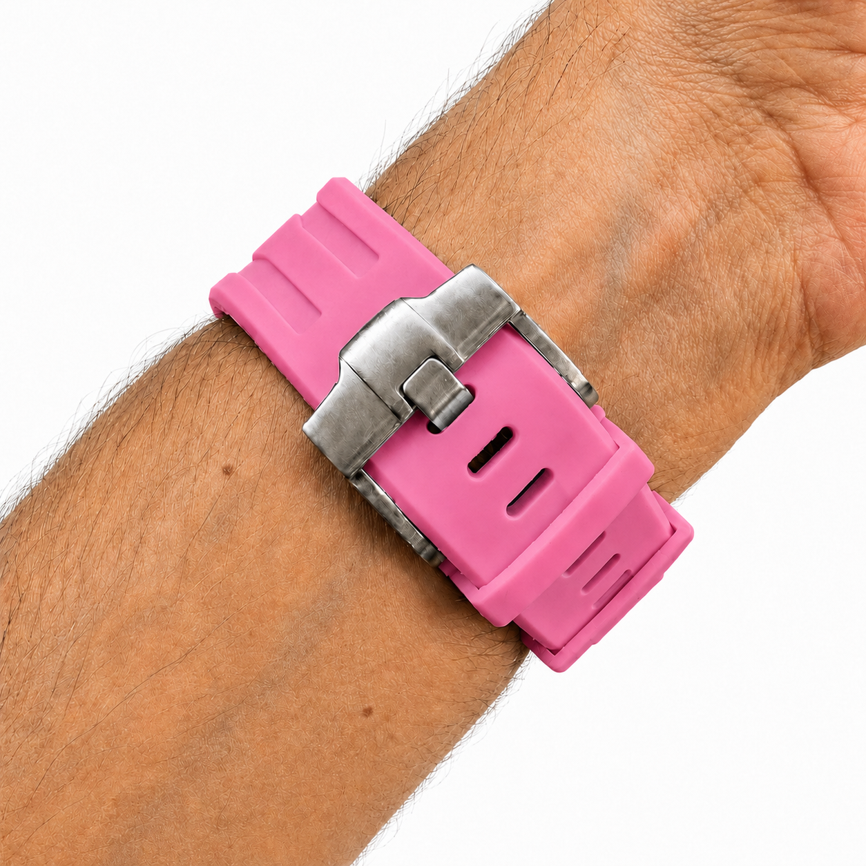 Pink Sport Rubber Strap & Case — for AP × Swatch Royal Pop (Crown at 3)