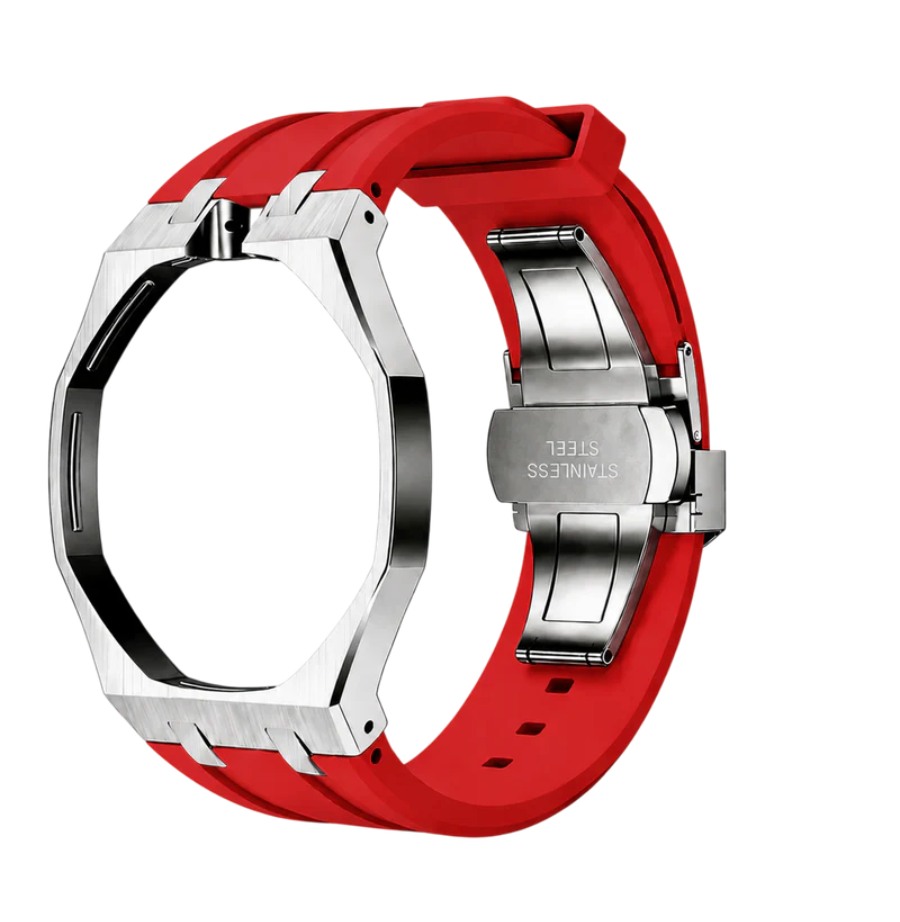 Red Steel Case & Rubber Strap — for AP × Swatch Royal Pop (Crown at 12)