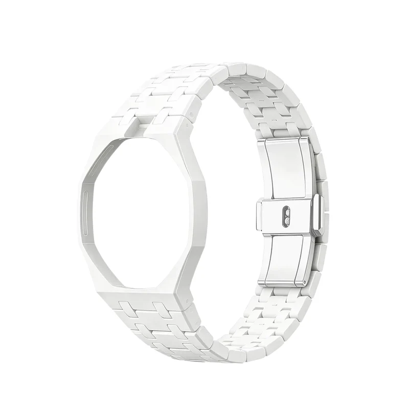 Correa y caja de cerámica blanca — para AP × Swatch Royal Pop (corona a las 12)