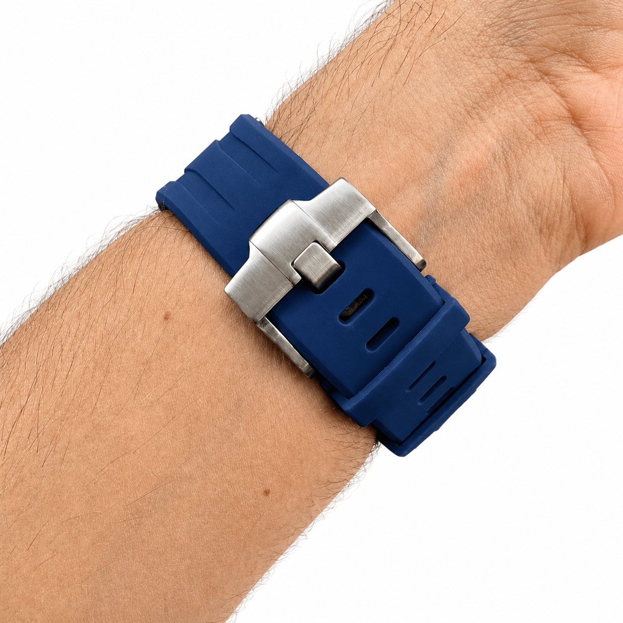 Navy Sport Rubber Strap & Case — for AP × Swatch Royal Pop (Crown at 12)