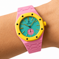 Pink Ceramic Link Strap & Case — for AP × Swatch Royal Pop (Crown at 3)