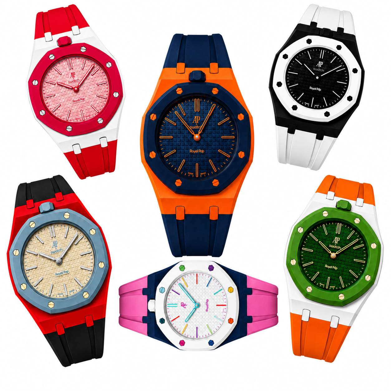 Crea tu propia correa de caucho deportivo y caja - AP × Swatch Royal Pop (Corona a las 12)