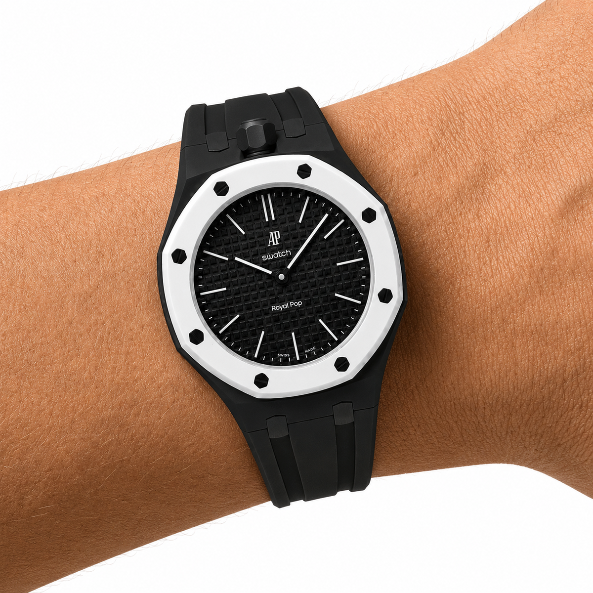 swatch × apオーデマピゲ ロイヤルポップ ラバーベルト Black Rubber Strap for AP x Swatch Royal Pop | PopsStrap