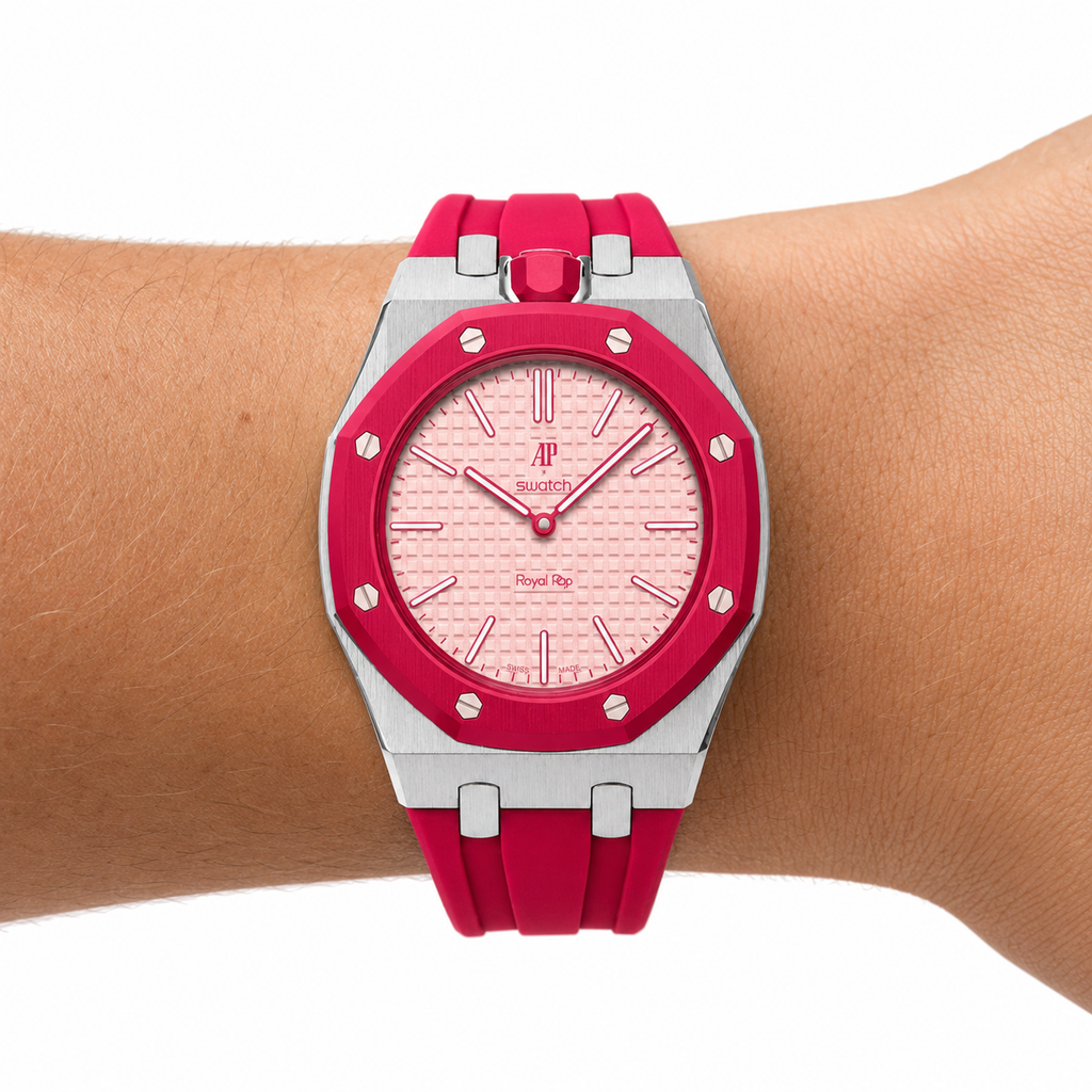 Red Steel Case & Rubber Strap — for AP × Swatch Royal Pop (Crown at 12)