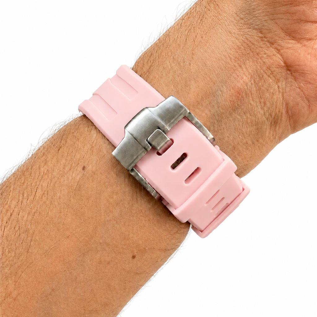 Light Pink Sport Rubber Strap & Case — for AP × Swatch Royal Pop (Crown at 12)