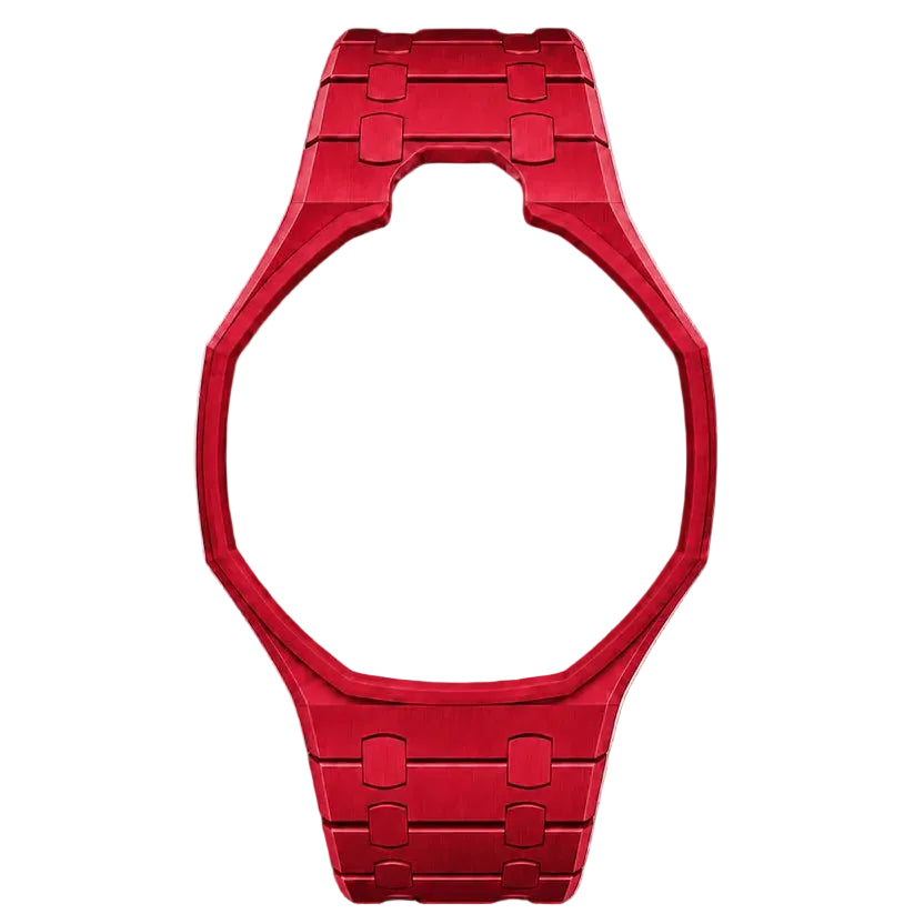 Red Ceramic Link Strap & Case — for AP × Swatch Royal Pop (Crown at 12)