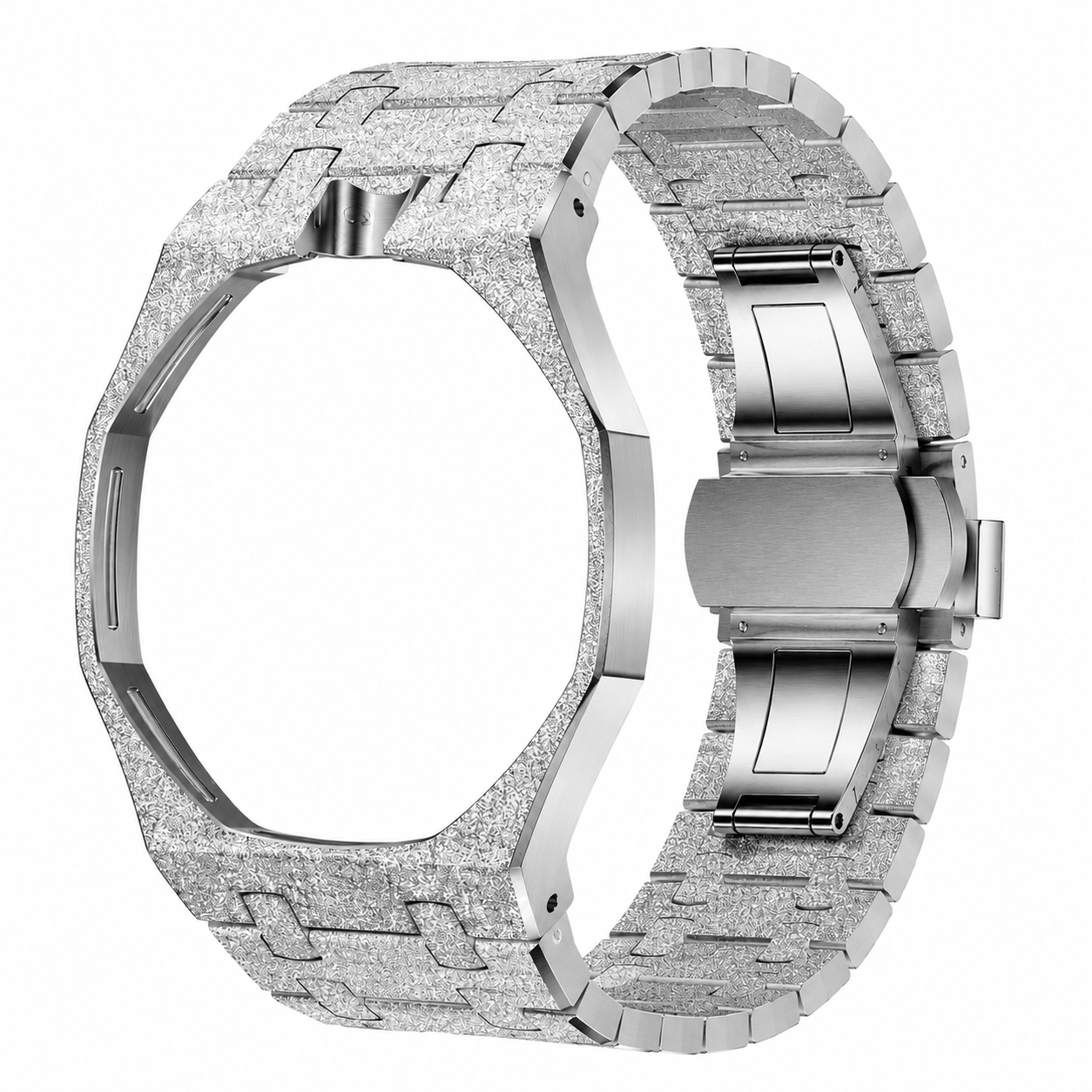 Exclusive Edition Stainless Steel Strap & Case — for AP × Swatch Royal Pop (Crown at 12)