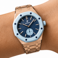 Rose Gold Ceramic Link Strap & Case — for AP × Swatch Royal Pop (Crown at 3)