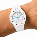 White Ceramic Link Strap & Case — for AP × Swatch Royal Pop (Crown at 12)